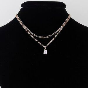 Double Cubic Crystal Chain Necklace